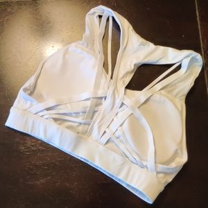 Fabletics white strappy back sports bra
